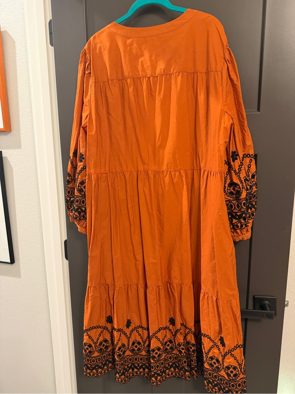 Chico's Orange Midi Dress with Black Embroidery - Picture 4 of 4